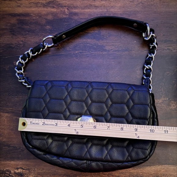 JENNIFER LOPEZ J Lo Black Embroidered Bag with Chain and Faux Leather. - Picture 11 of 12